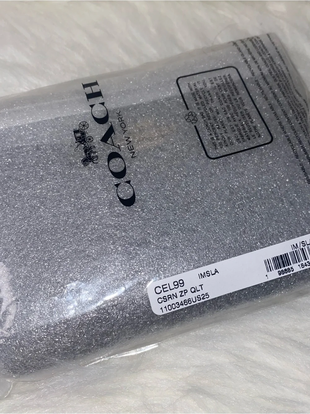 Coach Corner Zip Wristlet With Quilting Slate color New with tags